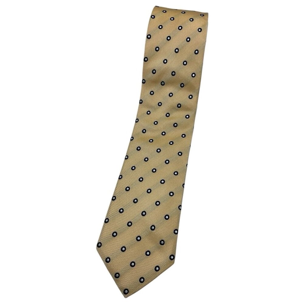 CHARLES TYRWHITT Men's 100% Silk Necktie DESIGNER XL Beige Geometric W:3" EUC